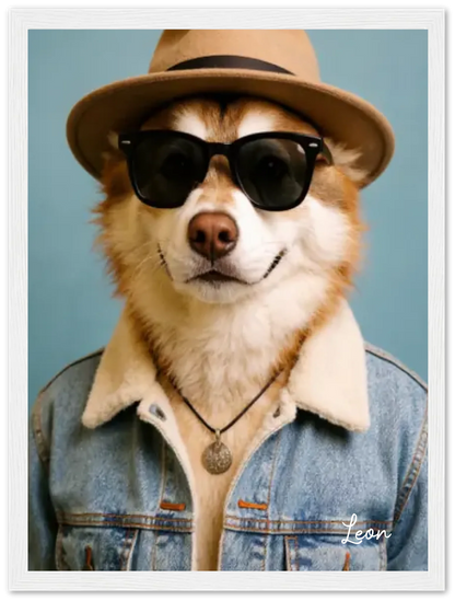 Hund Portrait - Hundeposter personalisiert - Weihnachtsgeschenk & Geburtstagsgeschenk Gerahmtes Poster weiß Holzflair Weiß