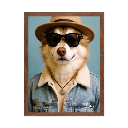 Hund Portrait - Hundeposter personalisiert - Weihnachtsgeschenk & Geburtstagsgeschenk Gerahmtes Poster Walnussflair Walnussflair