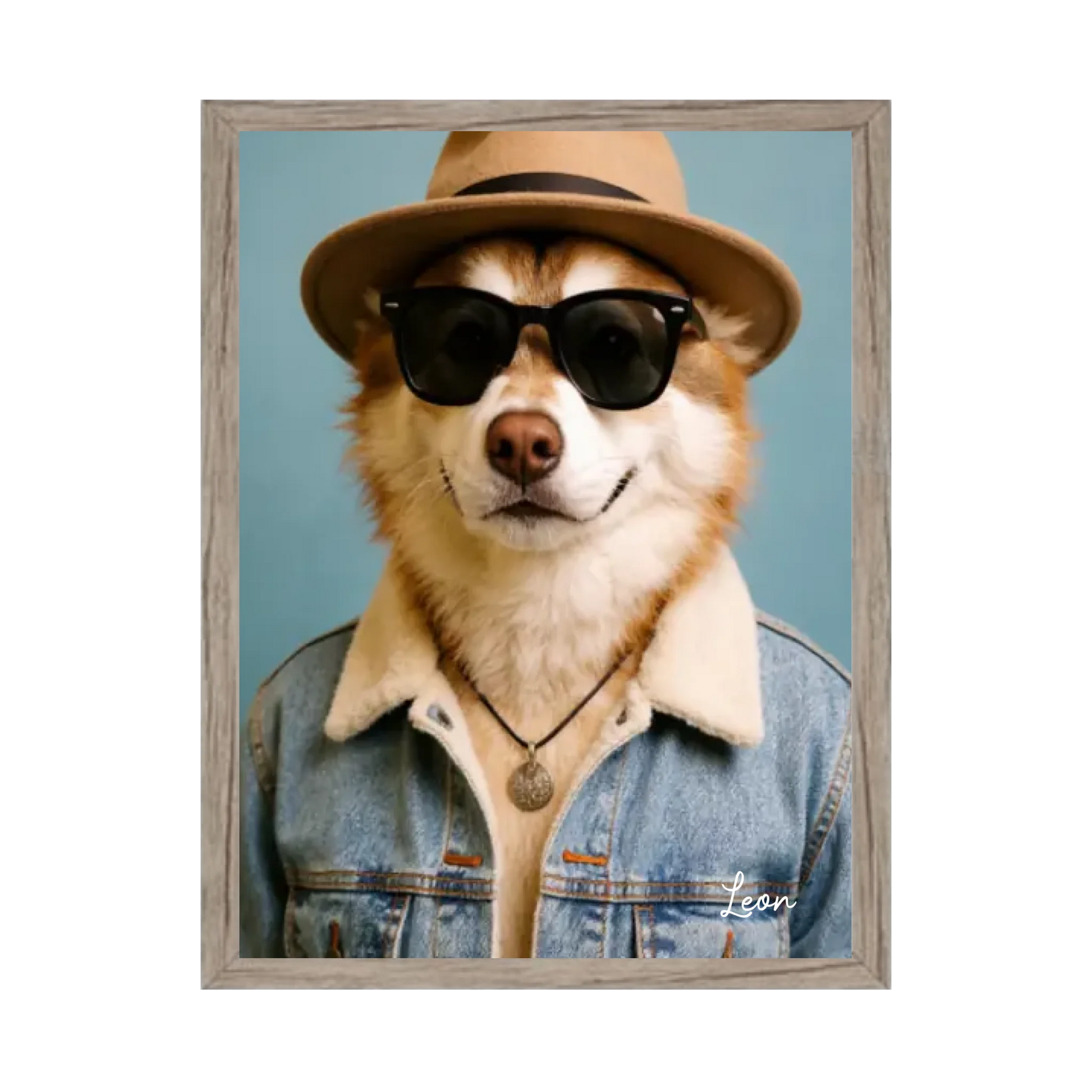 Hund Portrait - Hundeposter personalisiert - Weihnachtsgeschenk & Geburtstagsgeschenk Gerahmtes Poster Eichenflair Eichenflair