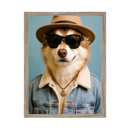 Hund Portrait - Hundeposter personalisiert - Weihnachtsgeschenk & Geburtstagsgeschenk Gerahmtes Poster Eichenflair Eichenflair