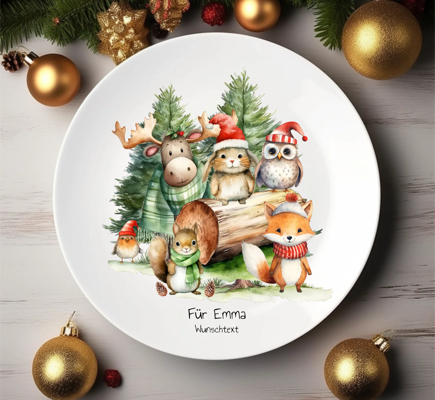 Nikolausteller Weihnachtsteller personalisierter Kinderteller für Junge, Mädchen mit Name und Wunschtext personalisierbar