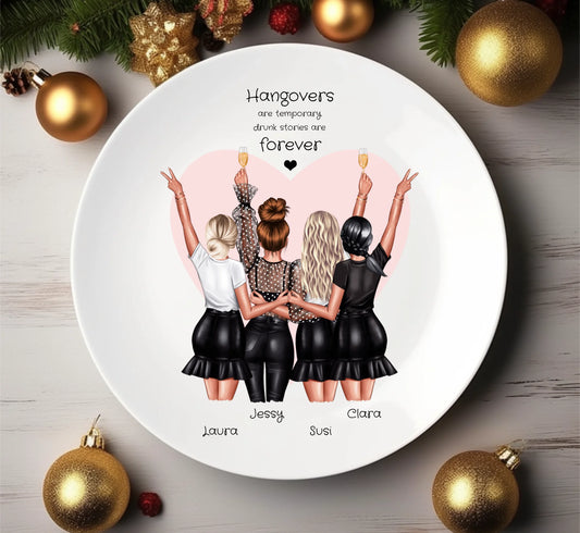 4 beste Freundinnen Geburtstagsgeschenk, Nikolausteller, Adventsteller, Weihnachtsteller als perfektes Weihnachtsgeschenk