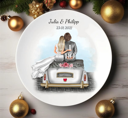 Personalisiertes Geschenk Hochzeitsteller, Hochzeitsauto,  Hochzeitsgeschenk, Geburtstagsgeschenk, als perfektes Geschenk zur Hochzeit