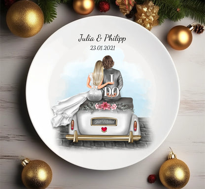 Personalisiertes Geschenk Hochzeitsteller, Hochzeitsauto,  Hochzeitsgeschenk, Geburtstagsgeschenk, als perfektes Geschenk zur Hochzeit