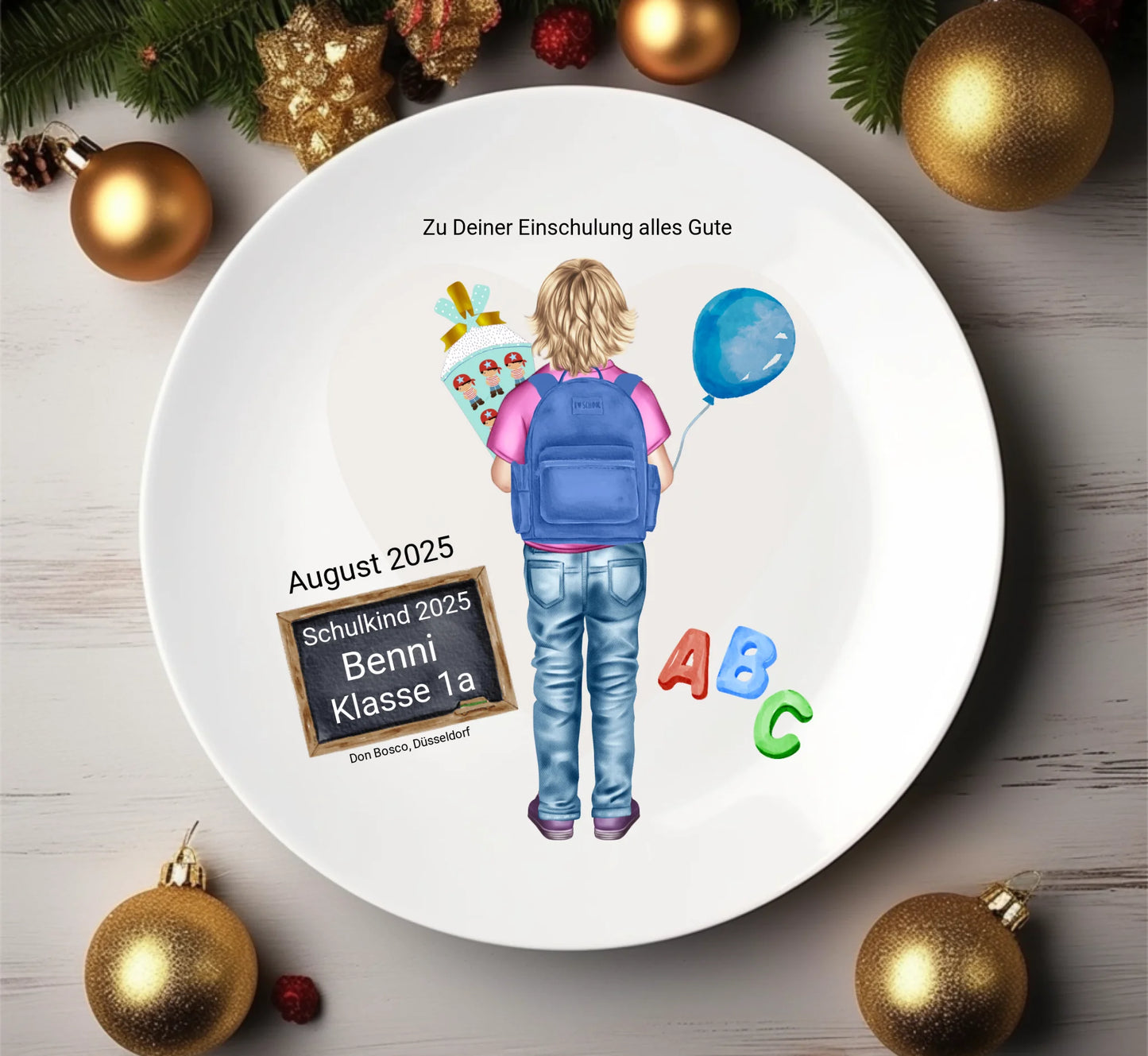 Personalisierter Kinderteller Einschulungsgeschenk - Geschenk zur Einschulung