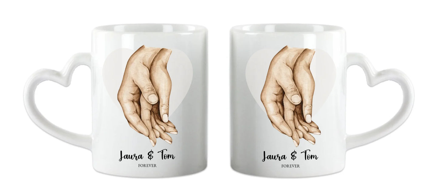 Personalisierte Tasse Hände mit Namen und Text