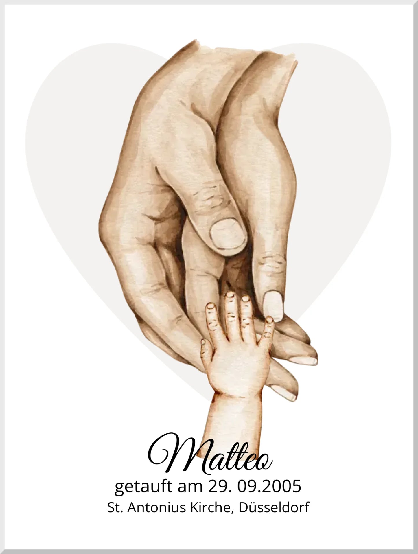 Taufgeschenk mit Namen und Datum | Tasse / Teller / Poster | Personalisiertes Babygeschenk | Geschenk zur Taufe | Geburtsgeschenk | Hände