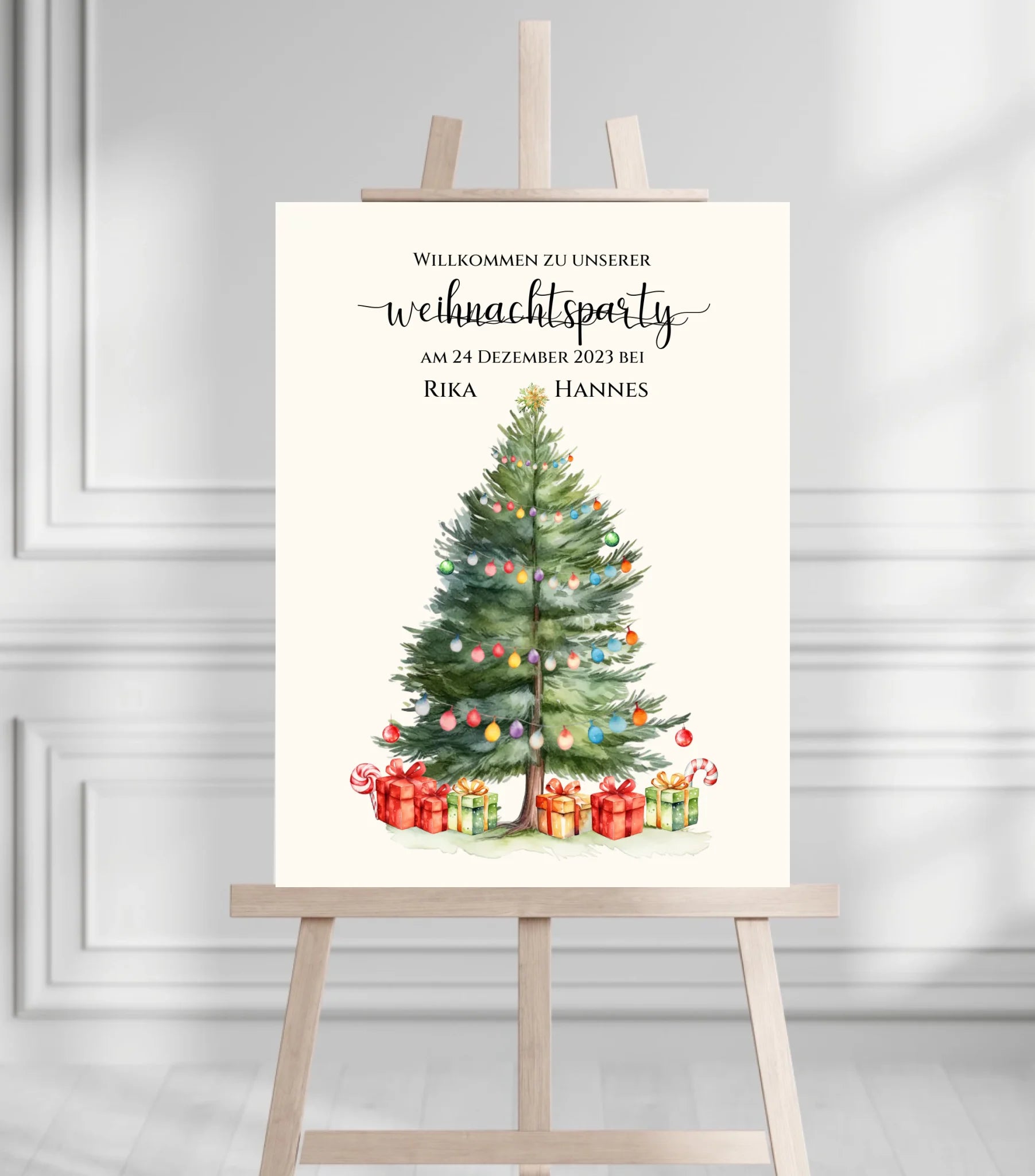 Weihnachtsposter | Willkommensschild Weihnachten | Einladung Weihnachtsfest | Weihnachtsschild Willkommen Schild mit Tannenbaum
