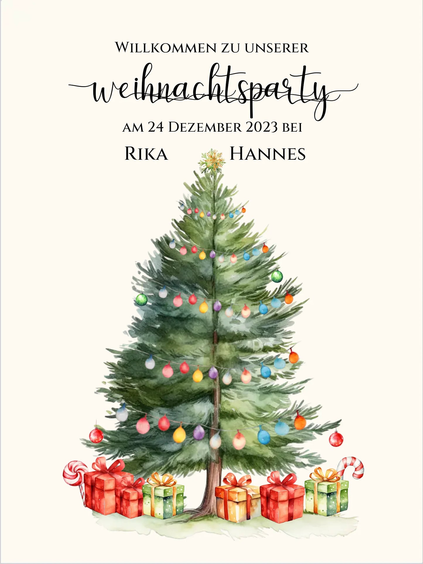 Weihnachtsposter | Willkommensschild Weihnachten | Einladung Weihnachtsfest | Weihnachtsschild Willkommen Schild mit Tannenbaum