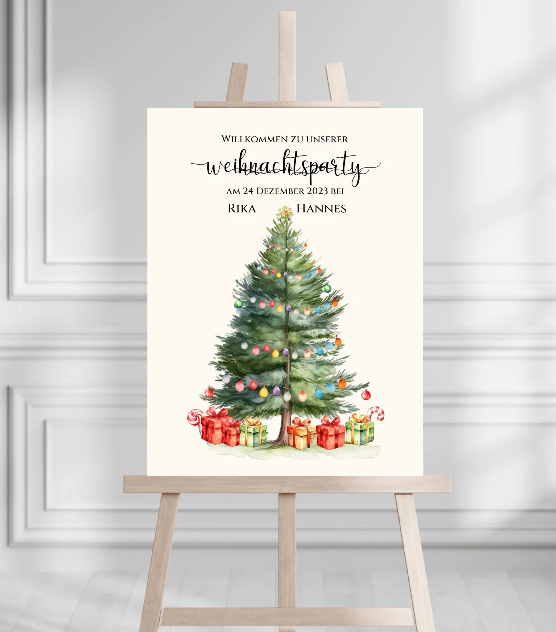 Weihnachtsposter | Willkommensschild Weihnachten | Einladung Weihnachtsfest | Weihnachtsschild Willkommen Schild mit Tannenbaum