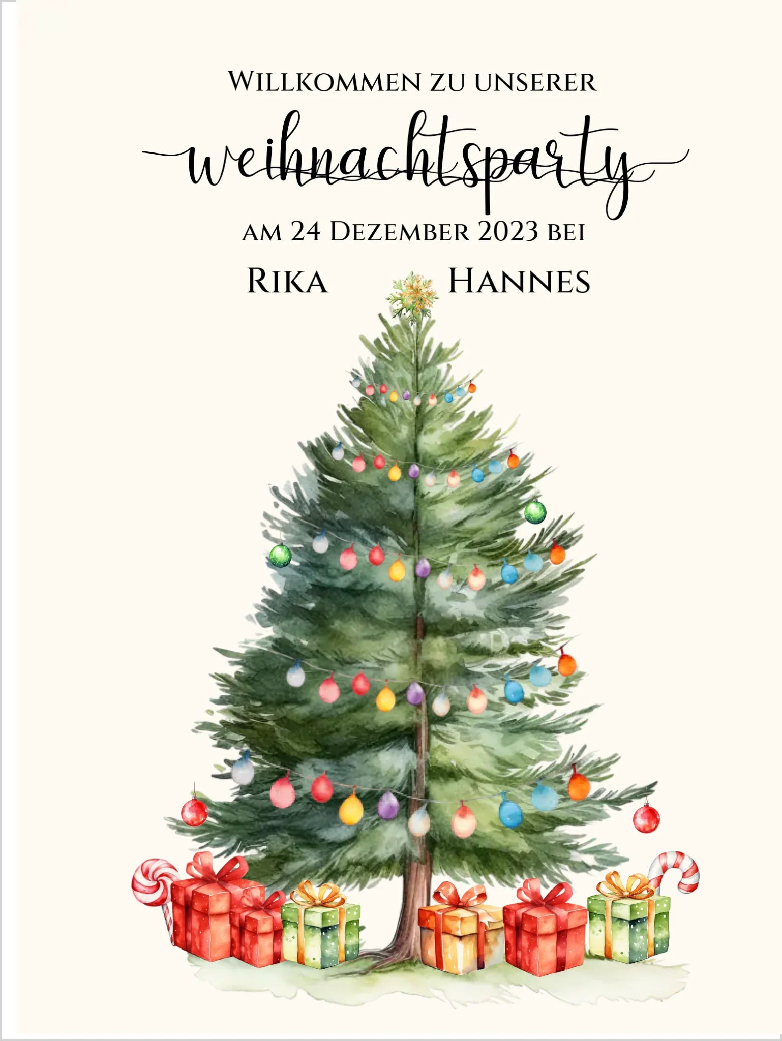 Weihnachtsposter | Willkommensschild Weihnachten | Einladung Weihnachtsfest | Weihnachtsschild Willkommen Schild mit Tannenbaum