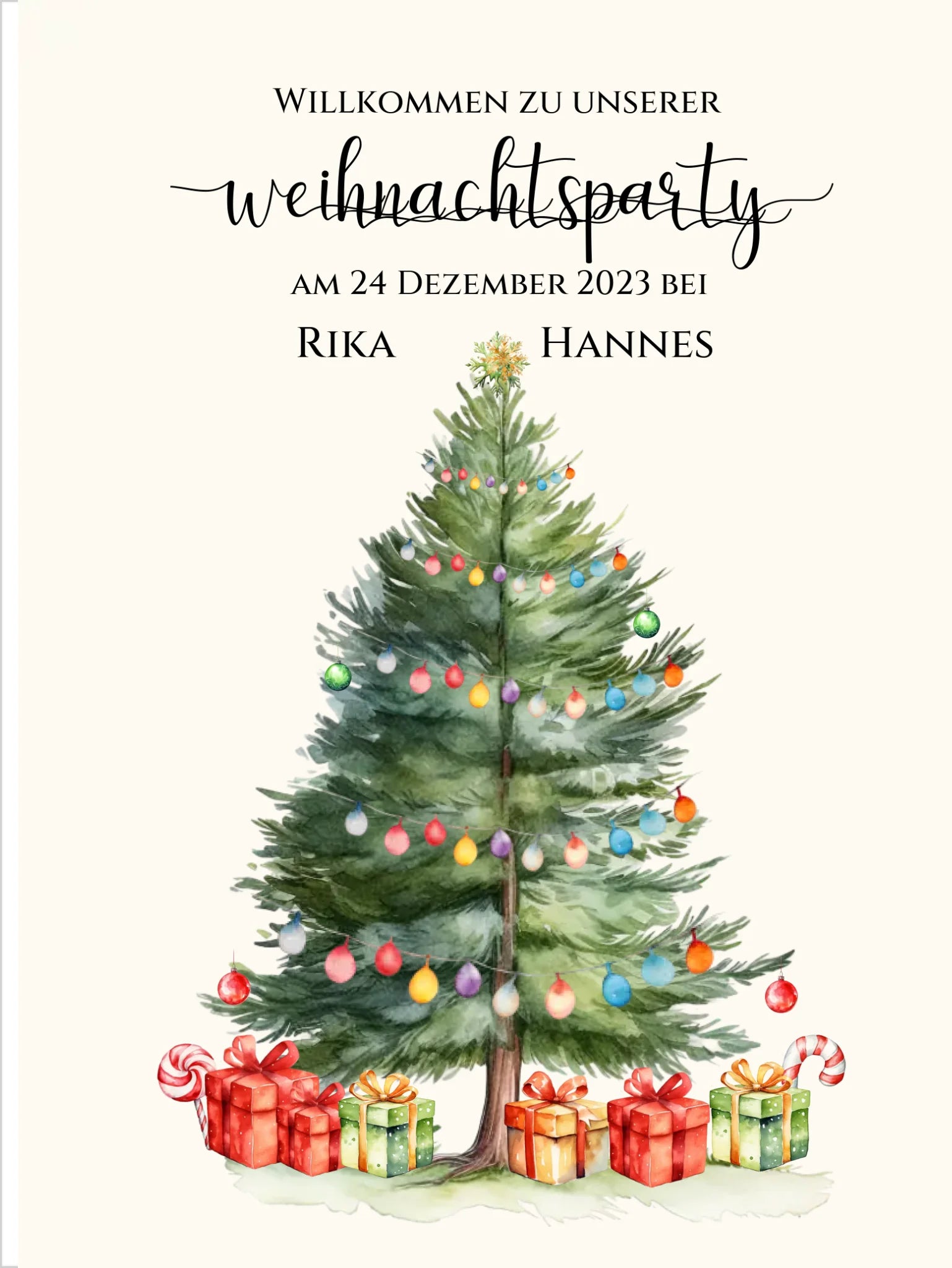 Weihnachtsposter | Willkommensschild Weihnachten | Einladung Weihnachtsfest | Weihnachtsschild Willkommen Schild mit Tannenbaum