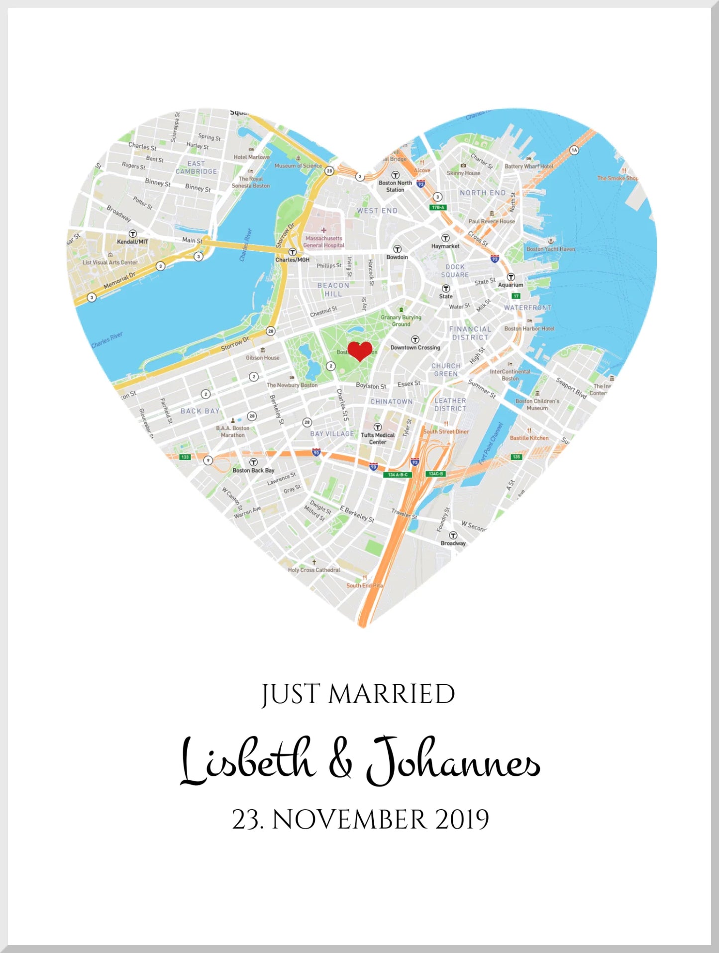 Herz personalisiertes Hochzeitsgeschenk - Wo alles begann - Geschenk Valentinstag - Jahrestag -Kennenlernorte - Städteposter Leinwanddruck Leinwandbild