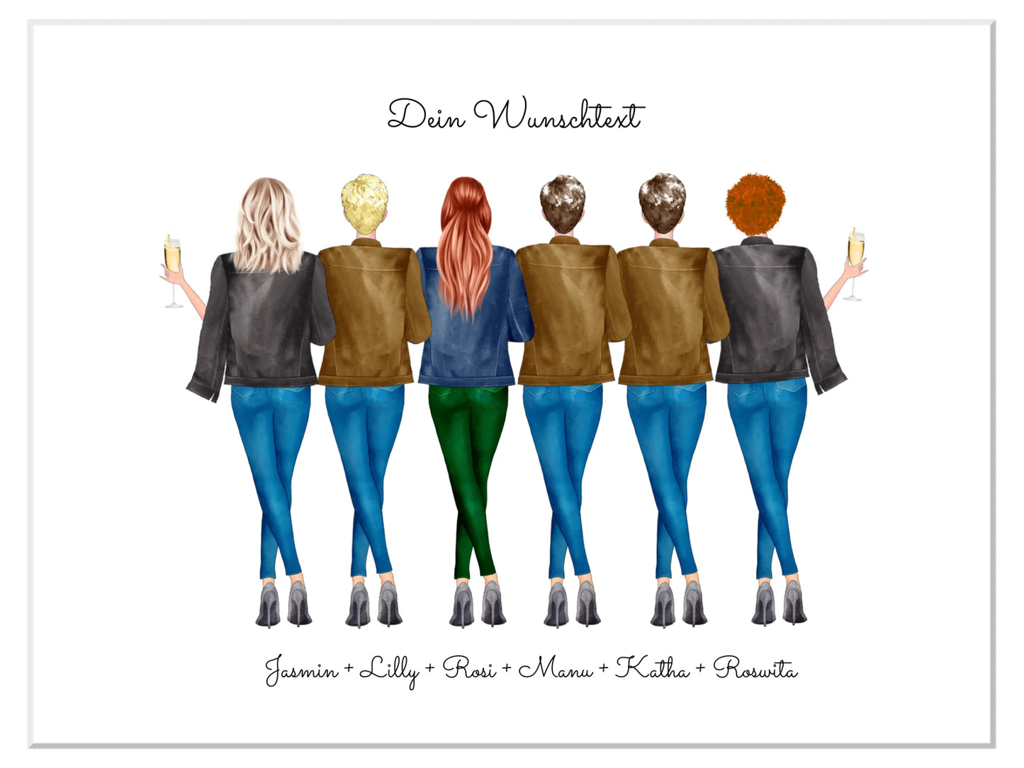 Personalisiertes 6 beste Freundinnen Poster Geschenk - Freundinnen Bild Geburtstagsgeschenk