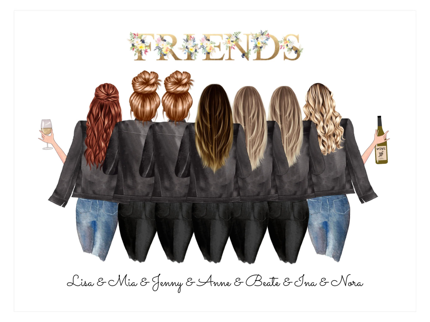 Beste Freundin Geschenk Poster personalisiert -  7 Beste Freundinnen Bild Geburtstagsgeschenk