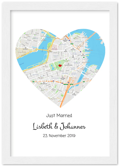 Hochzeitsgeschenk | Gerahmtes Koordinaten Poster Haus im Stadtkarte Design | Geschenkidee Hochzeit  -Valentinstaggeschenk | Geburtstagsgeschenk