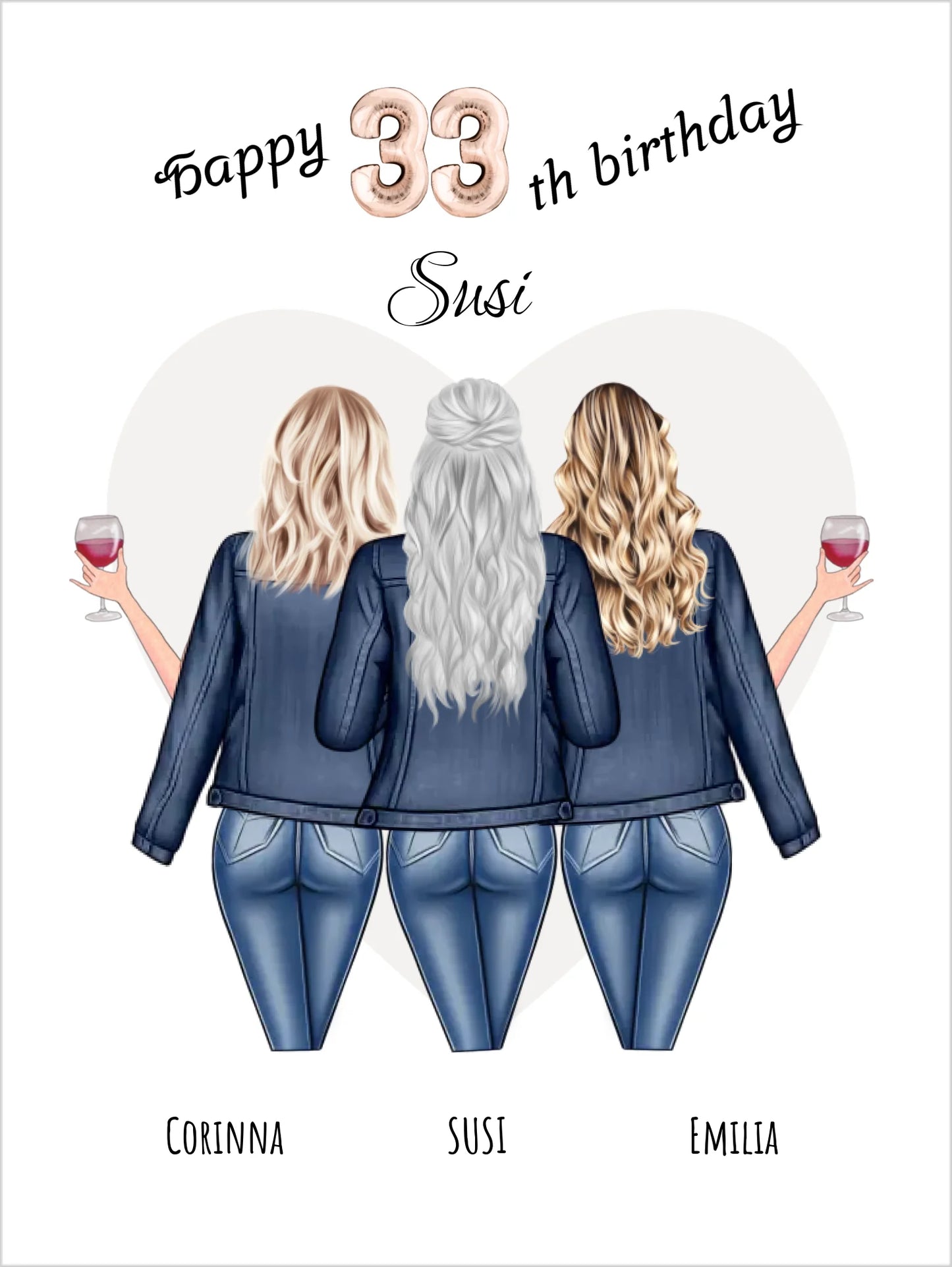 Personalisiertes Geschenk Freundin Geburtstag- Happy Birthday to you - Beste Freundinnen Poster + Geburtstagsbild