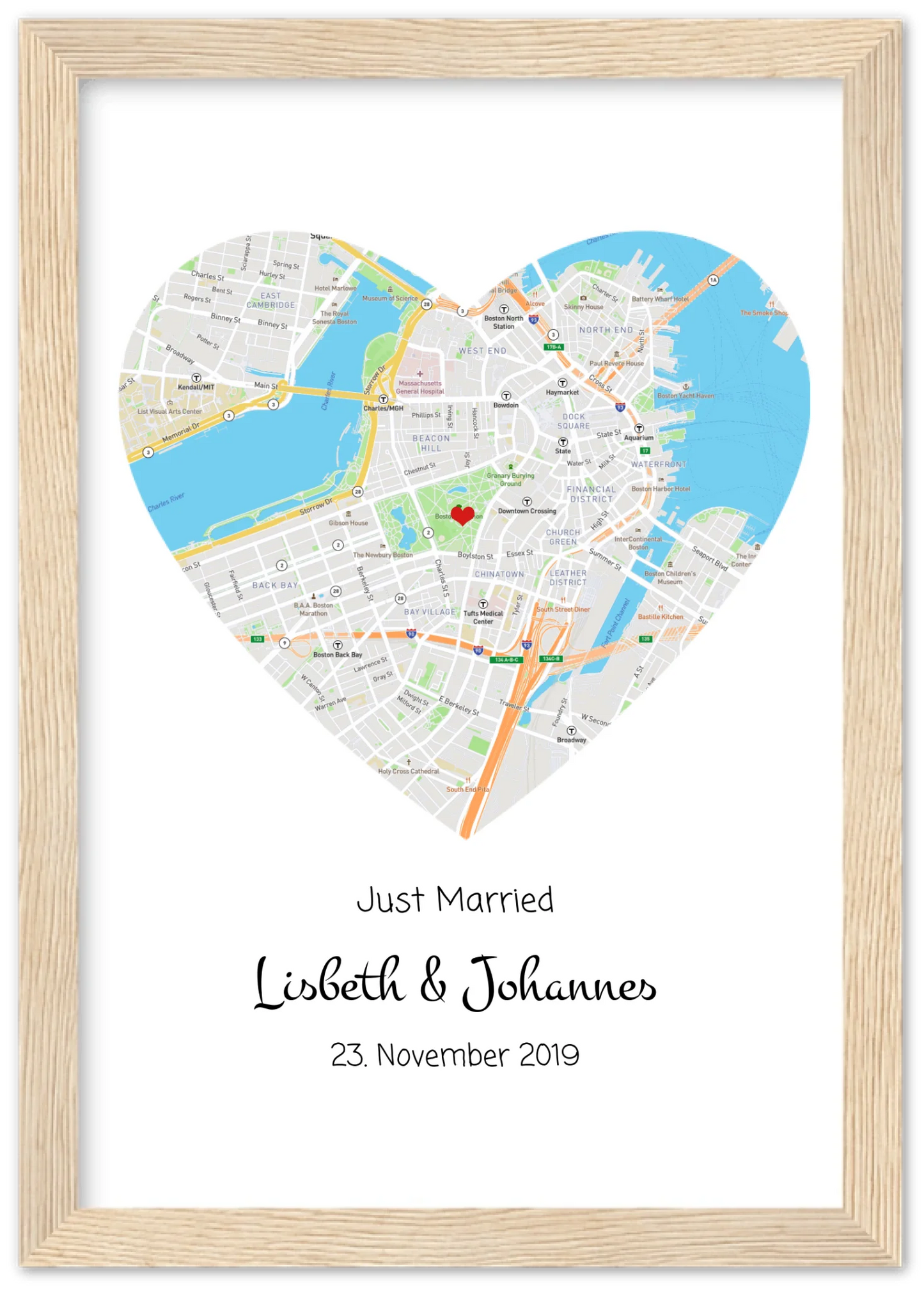 Personalisiertes Hochzeitsgeschenk - Poster im MAP-STYLE - Geschenkidee Hochzeit Herz - Hochzeitstaggeschenk - Valentinstaggeschenk