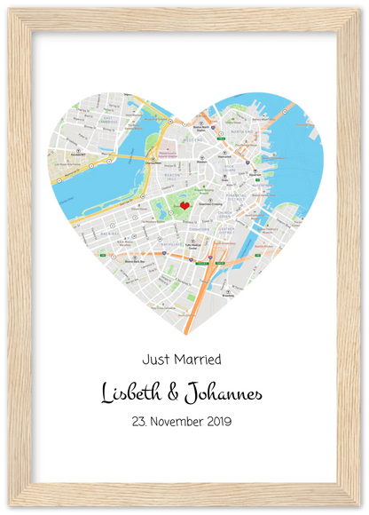 Personalisiertes Hochzeitsgeschenk - Poster im MAP-STYLE - Geschenkidee Hochzeit Herz - Hochzeitstaggeschenk - Valentinstaggeschenk