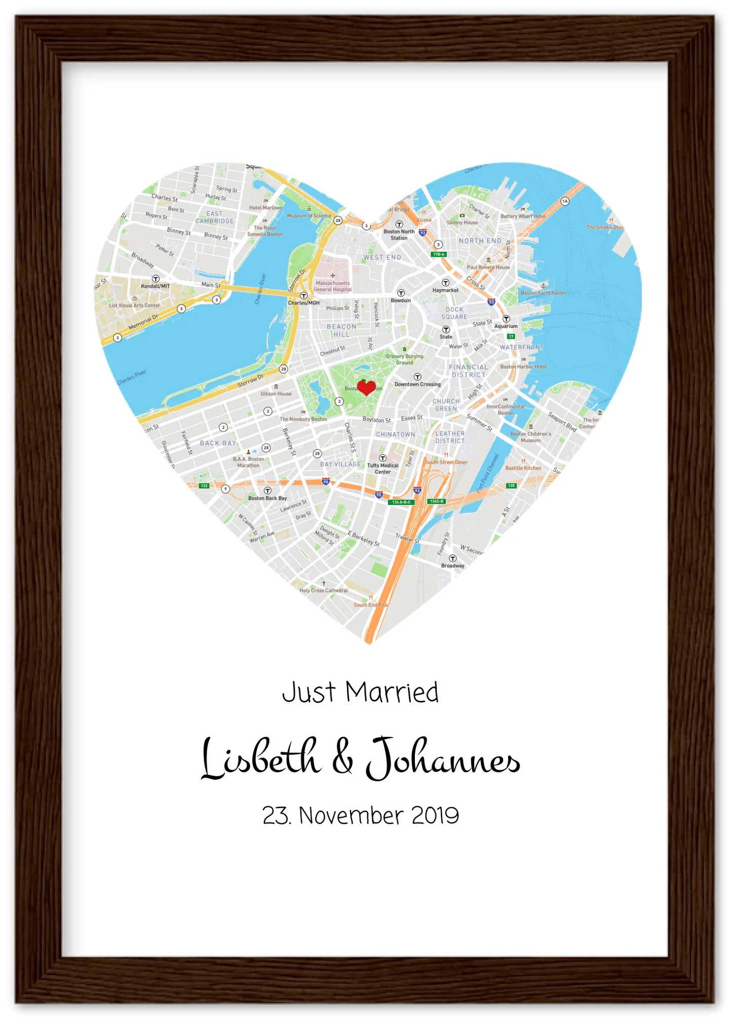 Hochzeitsgeschenk | Gerahmtes Koordinaten Poster Haus im Stadtkarte Design | Geschenkidee Hochzeit  -Valentinstaggeschenk | Geburtstagsgeschenk