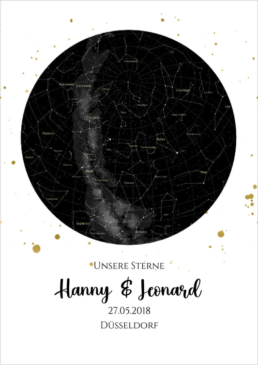 Hochzeitsgeschenk | Personalisierte Sternkarte |  Sternenhimmel Poster | Sternkarte Geschenk zur Hochzeit, zur Geburt, zur Taufe
