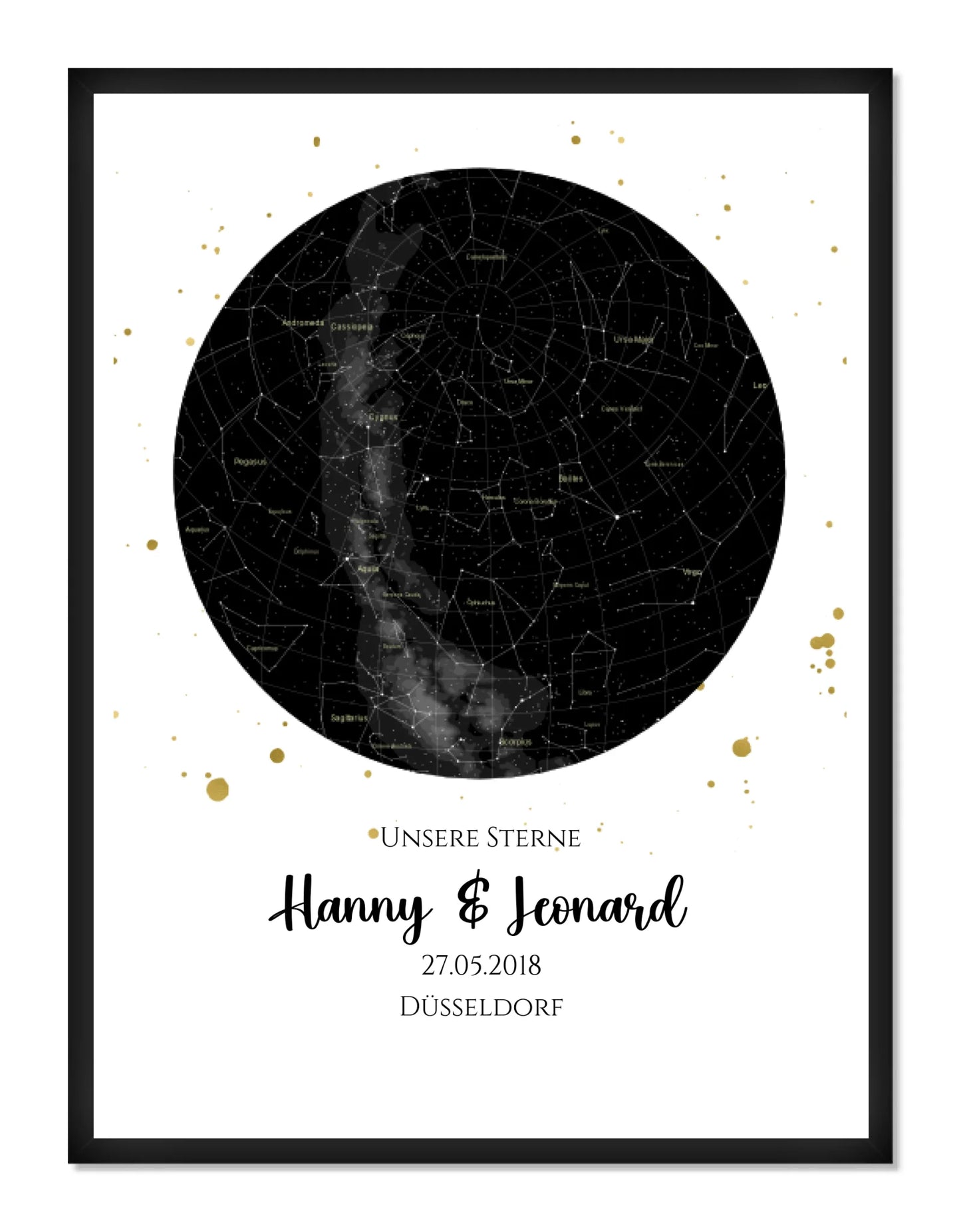 Hochzeitsgeschenk | Personalisierte Sternkarte |  Sternenhimmel Poster | Sternkarte Geschenk zur Hochzeit, zur Geburt, zur Taufe