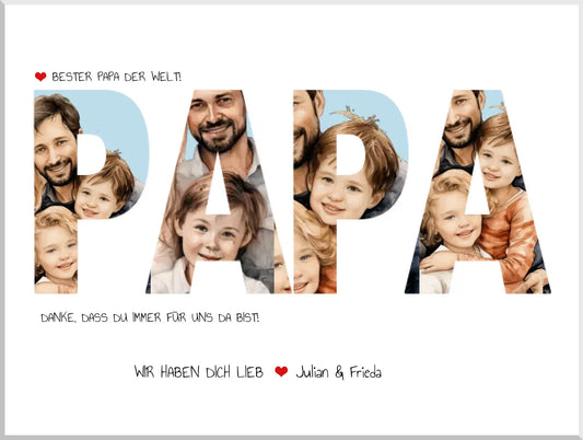 Fotoposter Personalisiertes Vaterschaftsgeschenk | Geschenk Papa Poster | Geburtstagsgeschenk Papa | Papa Bild Geschenk | 4 einzelne Bilder Leinwanddruck Leinwandbild