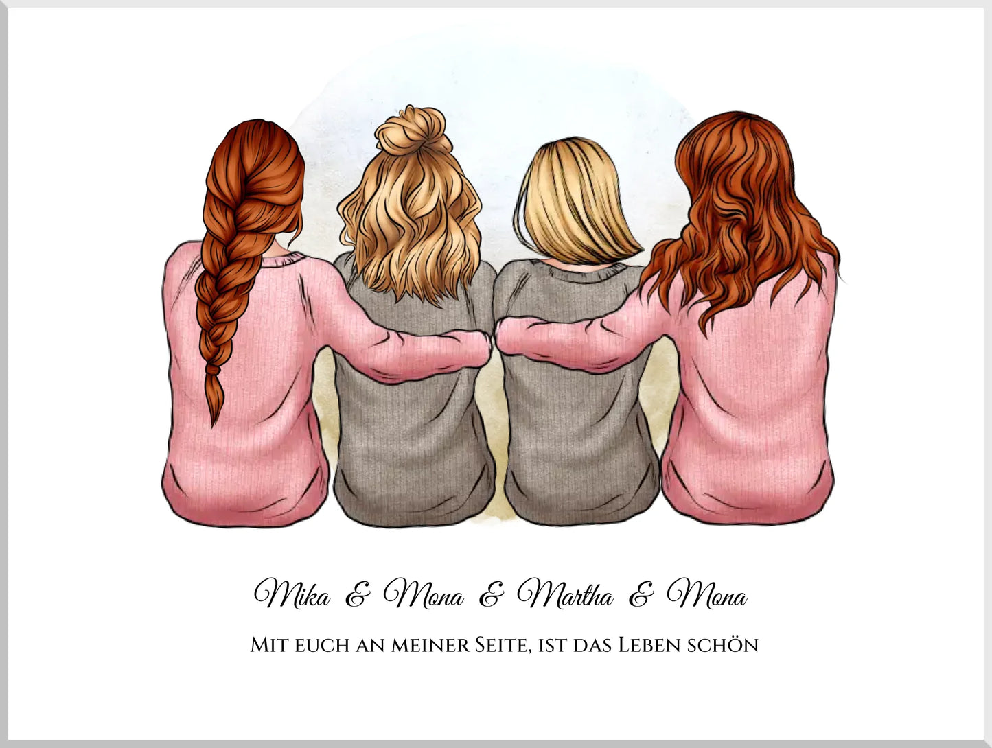 Beste Freundin Bild | Poster 4 Freundinnen Geschenk für Schwester, Mama, Kollegin