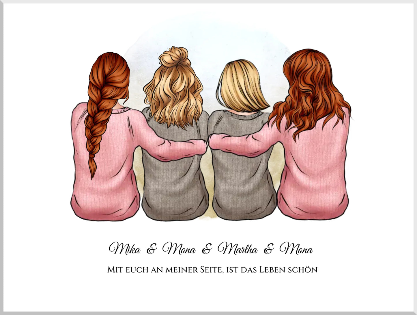 Beste Freundin Bild | Poster 4 Freundinnen Geschenk für Schwester, Mama, Kollegin
