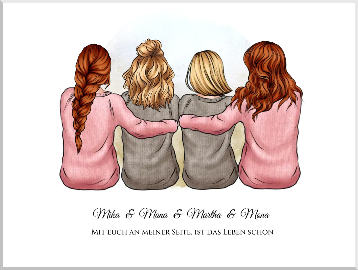 Beste Freundin Bild | Poster 4 Freundinnen Geschenk für Schwester, Mama, Kollegin