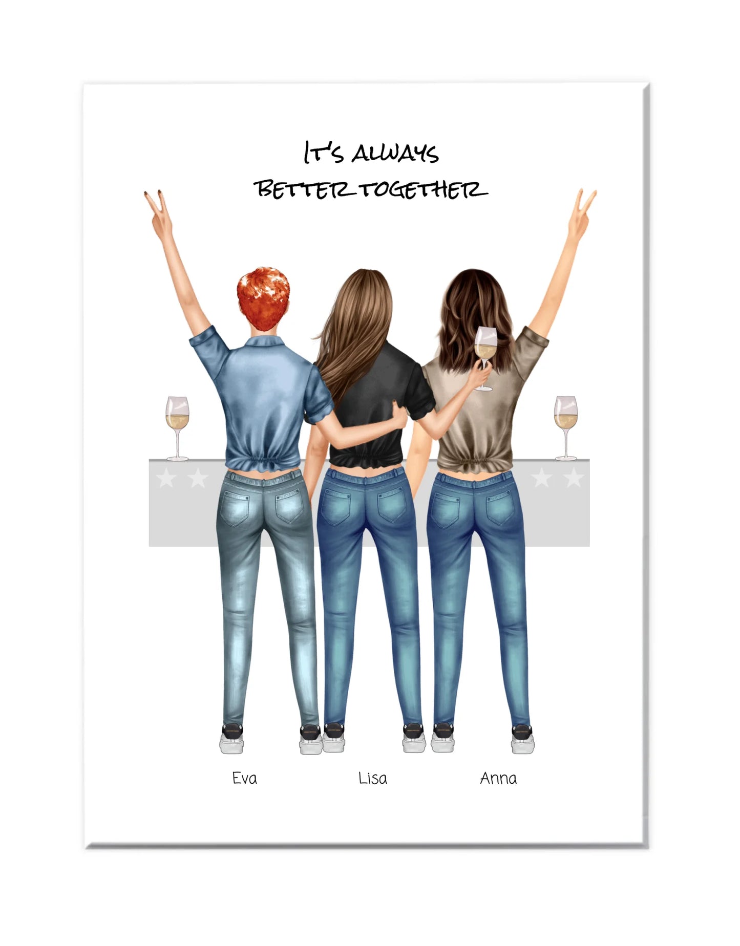 3 Beste Freundinnen Poster – Personalisiertes Bild Geschenk mit Spruch