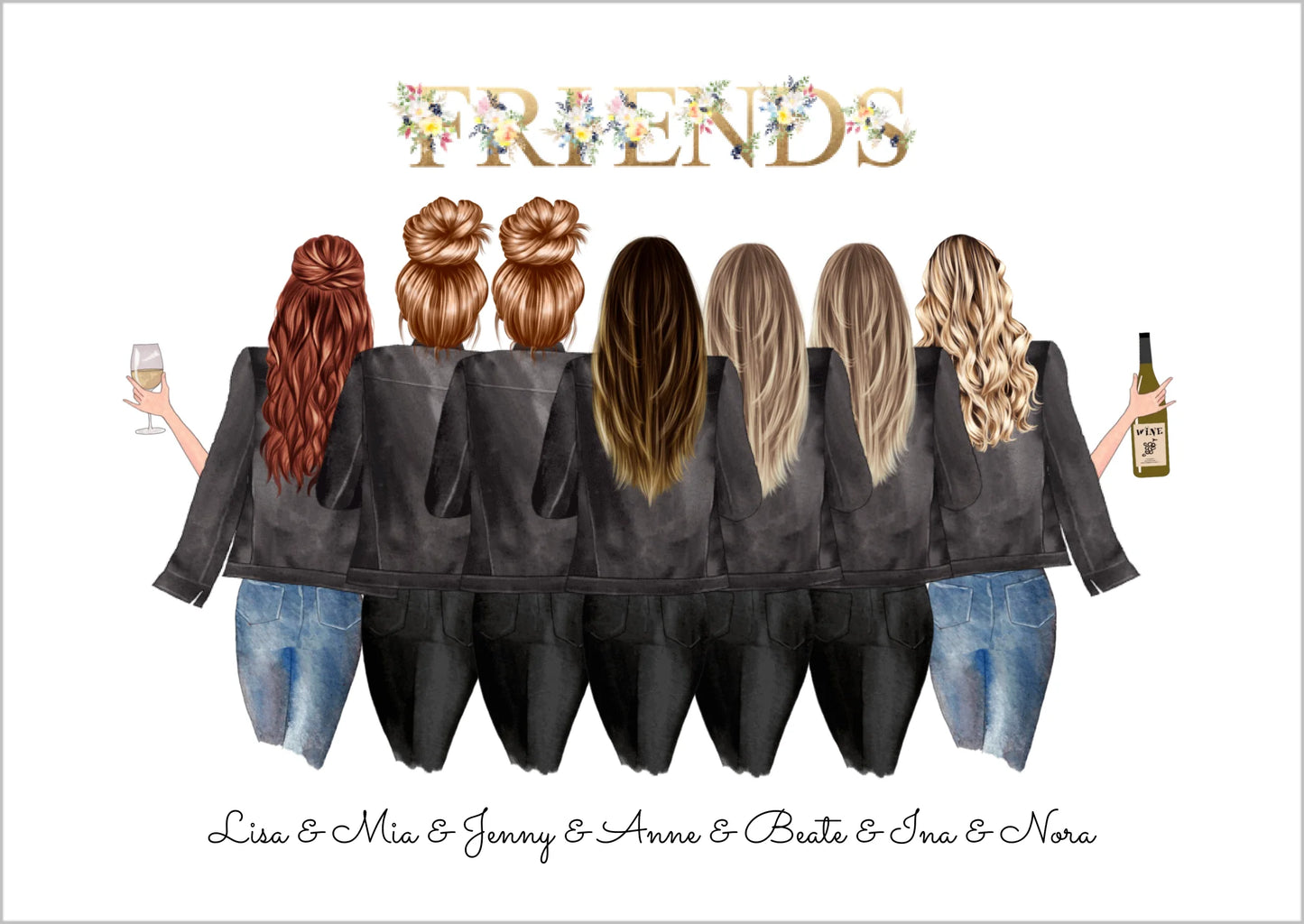 7 Beste Freundinnen Poster personalisiertes Geburtstagsgeschenk - Freundin Bild Geschenk Geburtstag