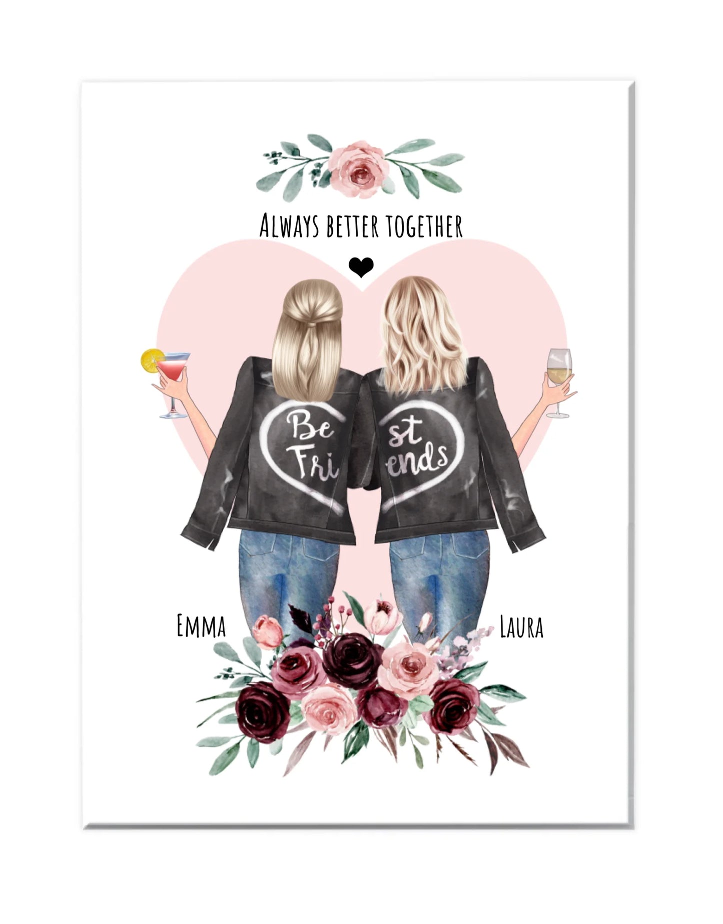 2 Beste Freundinnen Geschenk - Bild personalisiert | Poster Geschenkidee Schwester, Kollegin