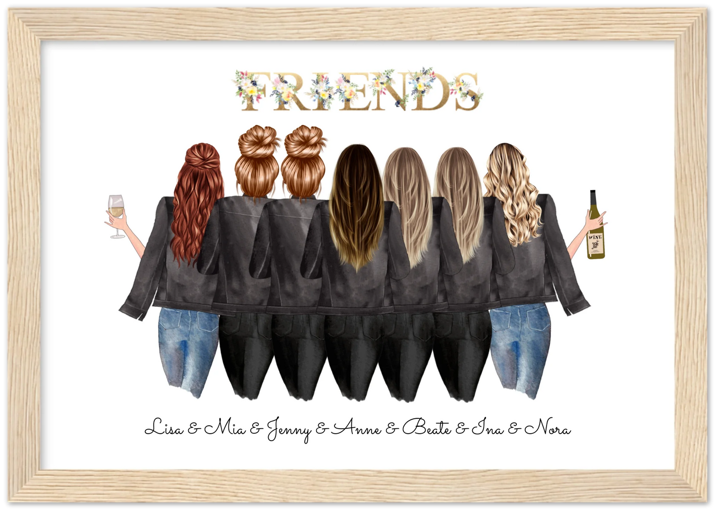 7 Beste Freundinnen Poster personalisiertes Geburtstagsgeschenk - Freundin Bild Geschenk Geburtstag