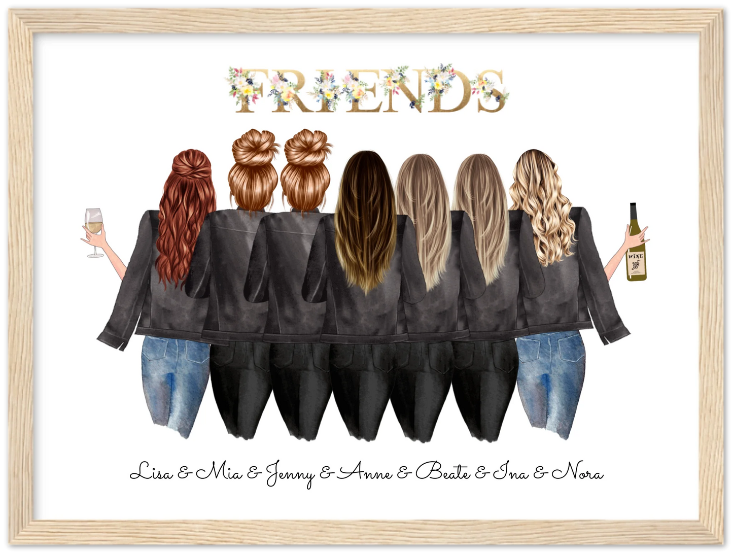 7 Beste Freundinnen Poster personalisiertes Geburtstagsgeschenk - Freundin Bild Geschenk Geburtstag