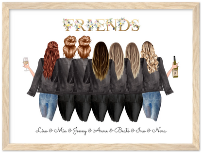 7 Beste Freundinnen Poster personalisiertes Geburtstagsgeschenk - Freundin Bild Geschenk Geburtstag