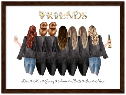 7 Beste Freundinnen Poster personalisiertes Geburtstagsgeschenk - Freundin Bild Geschenk Geburtstag