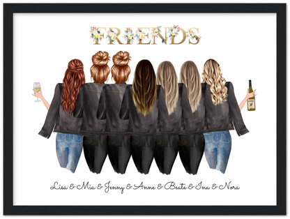 7 Beste Freundinnen Poster personalisiertes Geburtstagsgeschenk - Freundin Bild Geschenk Geburtstag