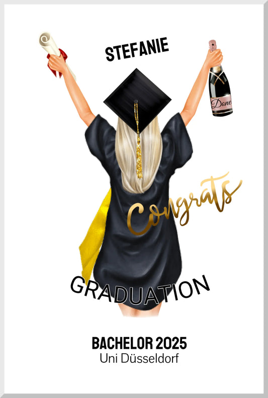 Abschlussgeschenk personalisiertes Poster Geschenk Bachelor - Geschenk Master - Geschenk Abitur - Schulabschluss Leinwanddruck Leinwandbild 30x20 cm