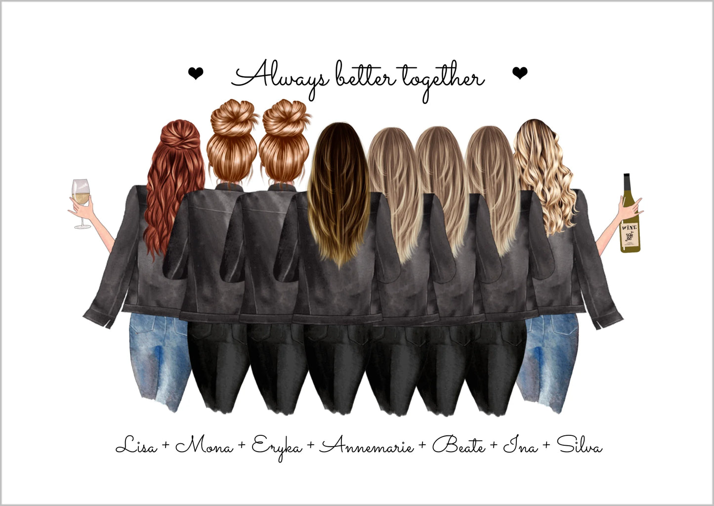 8 Beste Freundinnen Poster Geschenk personalisiert - Geschenkidee Freundin Bild
