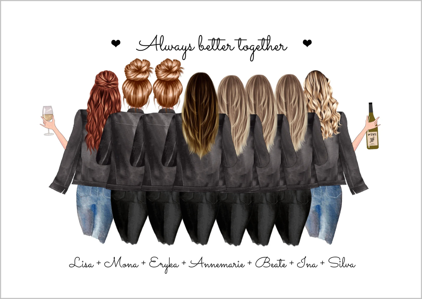 8 Beste Freundinnen Poster Geschenk personalisiert - Geburtstagsgeschenk Freundin Bild