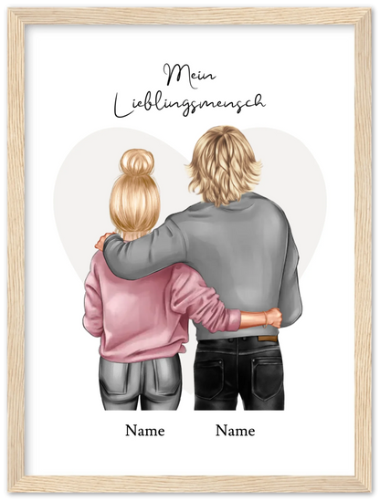 Lieblingsmensch gerahmtes Poster-Geschenk Partner - Partnerschaftsgeschenk Bild-Weihnachtsgeschenk Partner