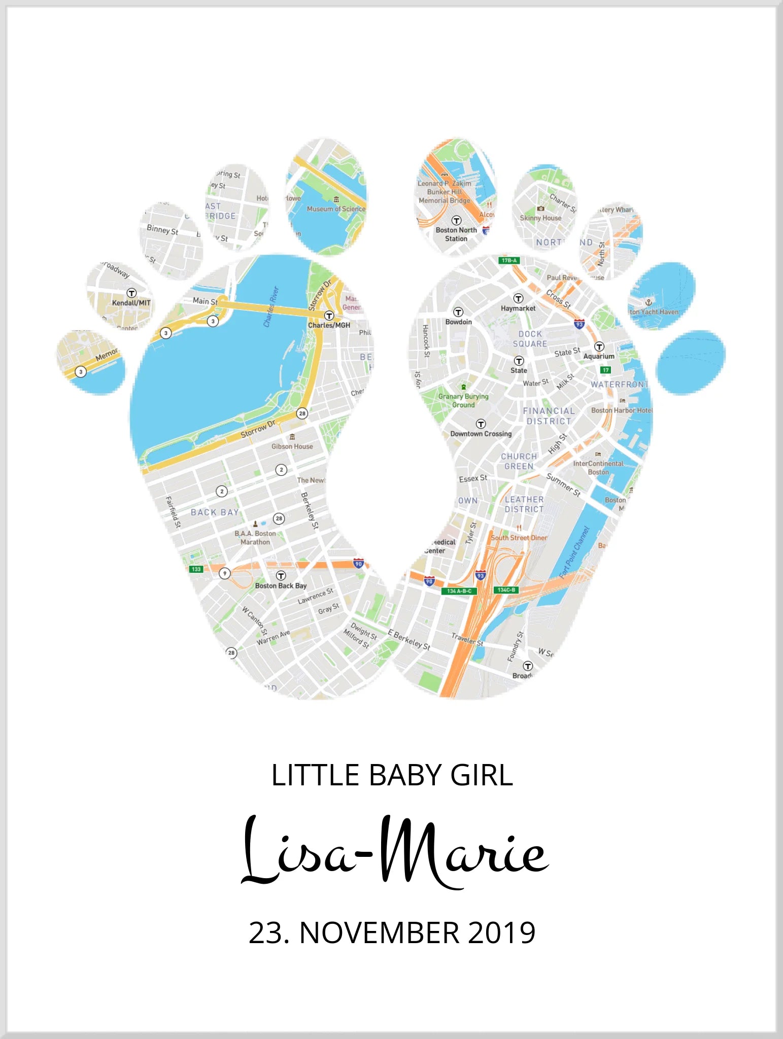 Personalisiertes Geschenk Geburt Baby Poster - Geburtsgeschenk & Taufgeschenk Leinwanddruck Leinwandbild