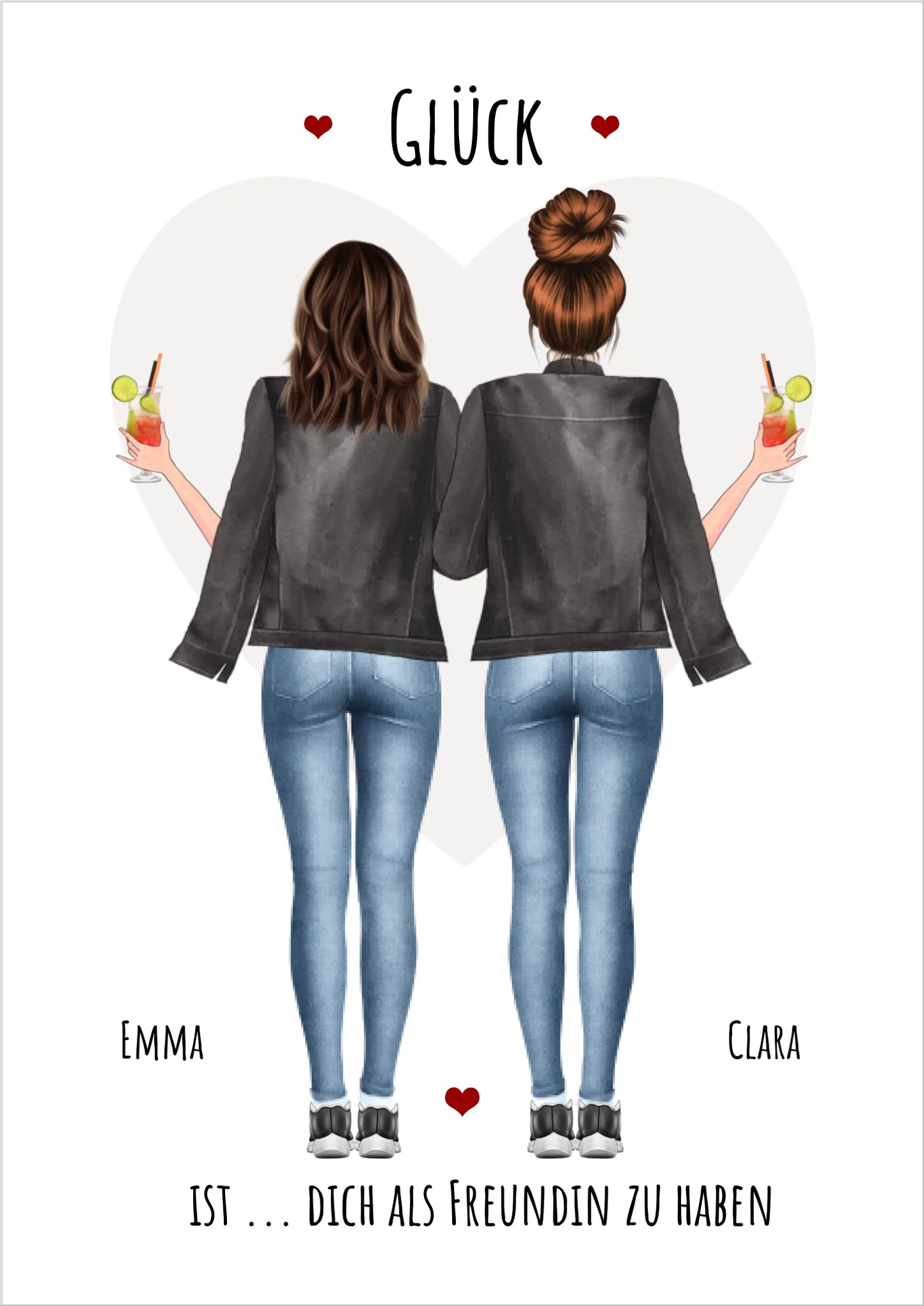 2 beste Freundinnen Poster Geschenk personalisiert - Glück ist - Geburtstagsgeschenk Bild