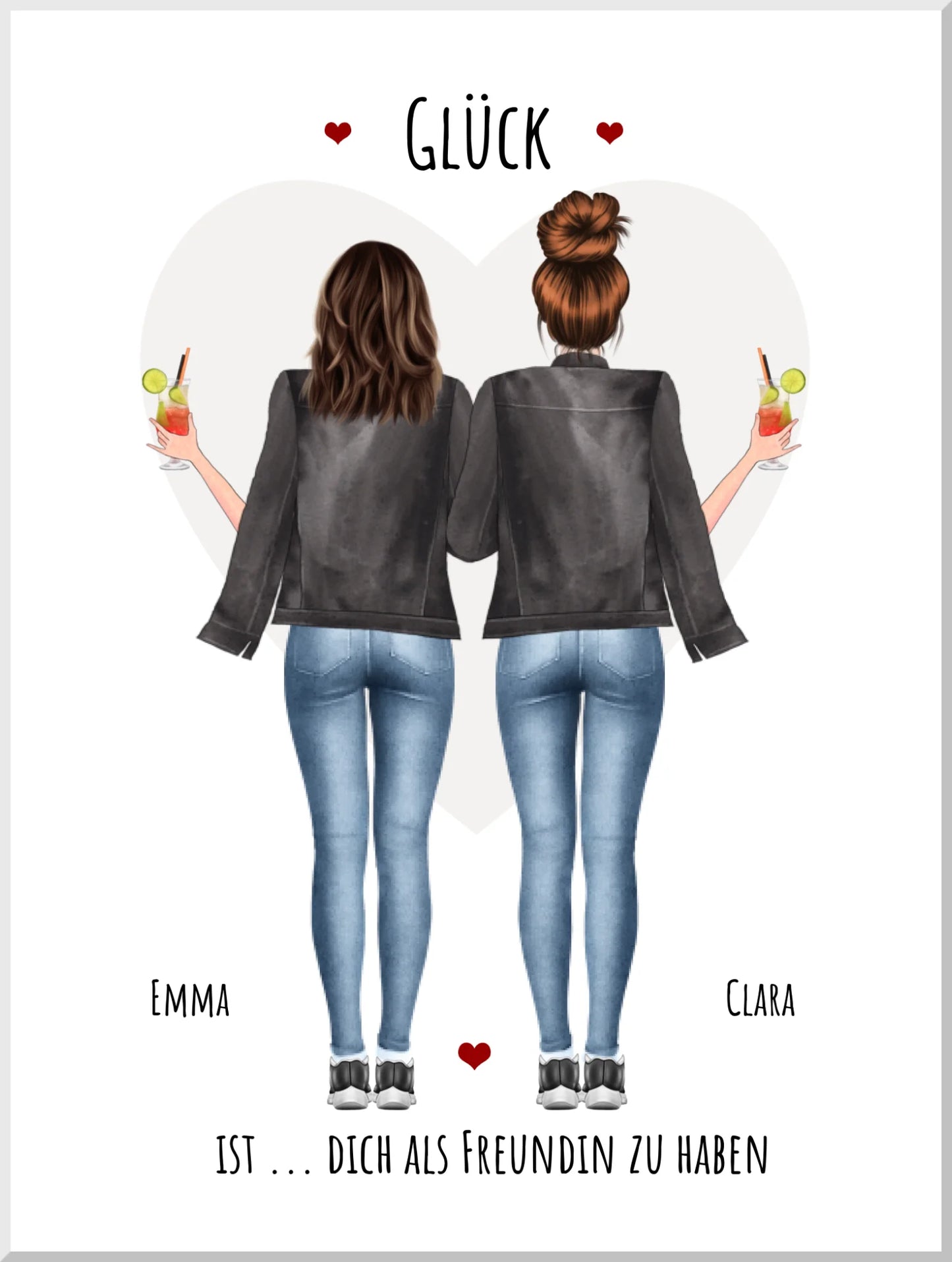 2 beste Freundinnen Poster Geschenk personalisiert - Glück ist - Geburtstagsgeschenk Bild
