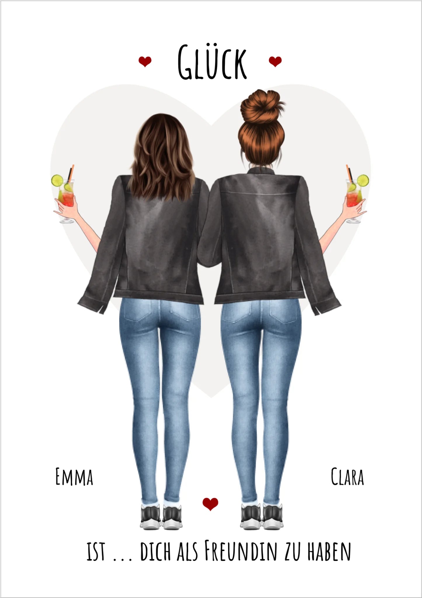 2 beste Freundinnen Poster Geschenk personalisiert - Glück ist - Geburtstagsgeschenk Bild