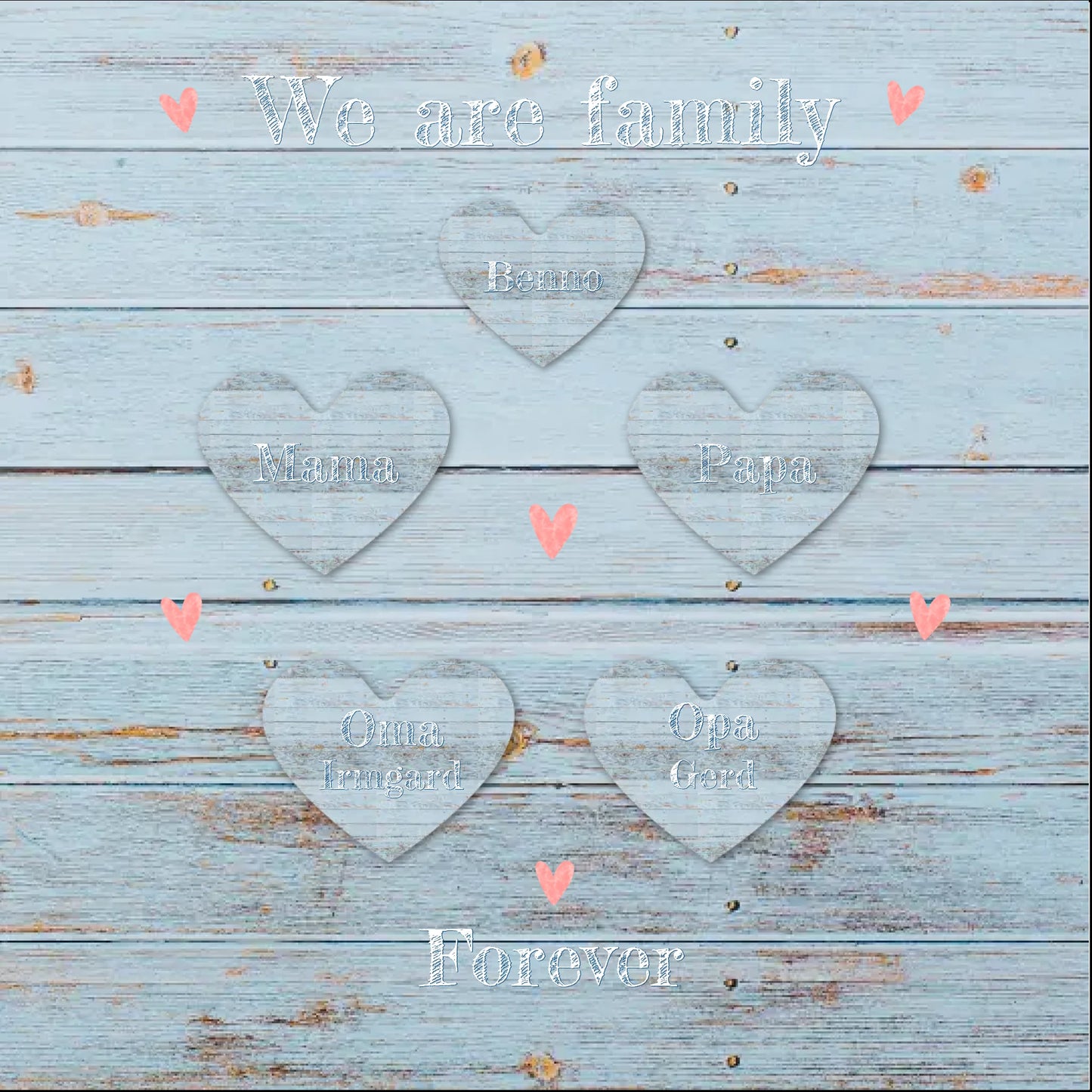 Personalisiertes Geschenk Familienbild Poster mit 1-4 Kindern