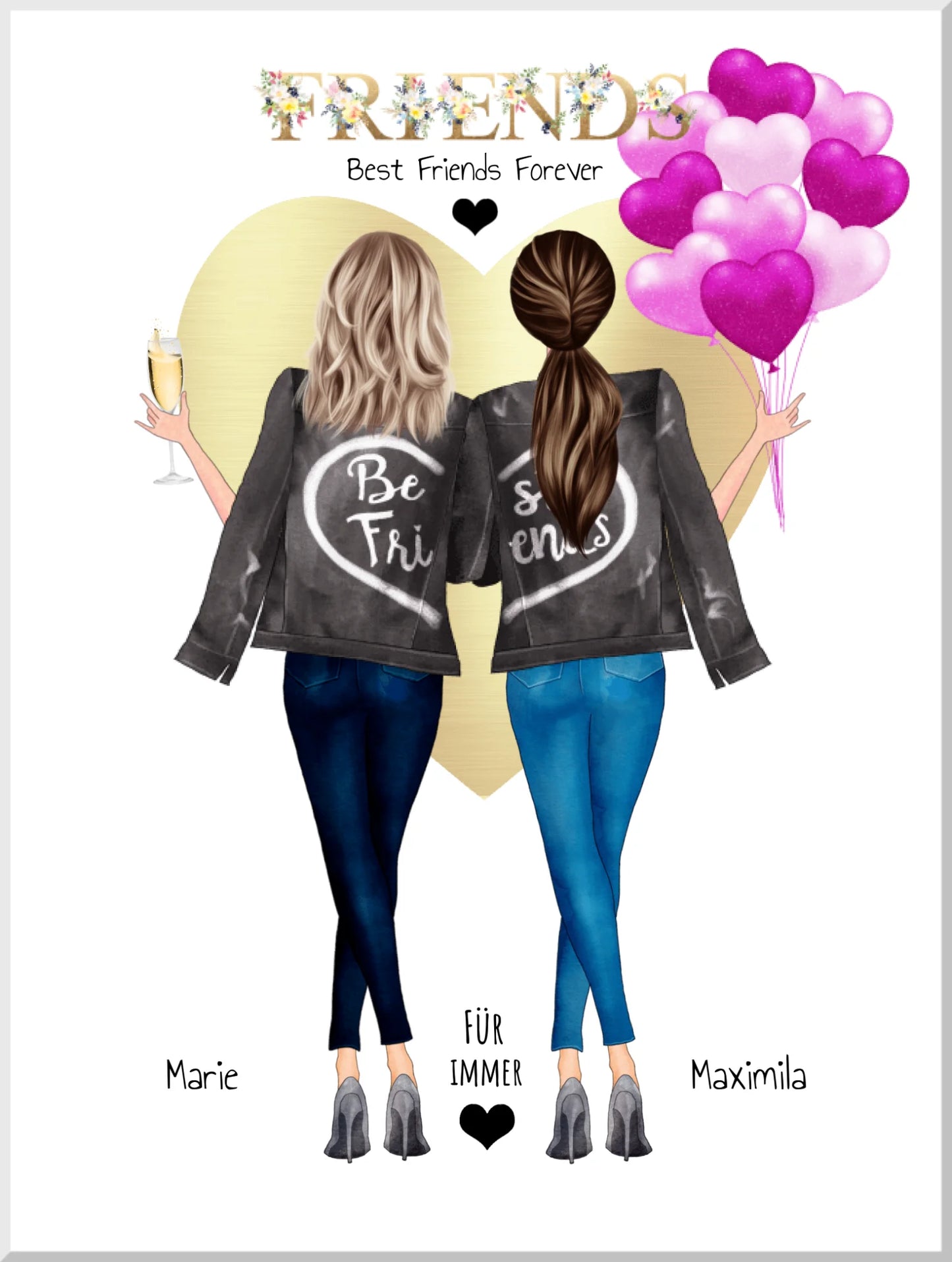 Beste Freundin Bild Poster | personalisiertes Geschenk | persönliches 2 Freundinnen Bild | Geburtstagsgeschenk