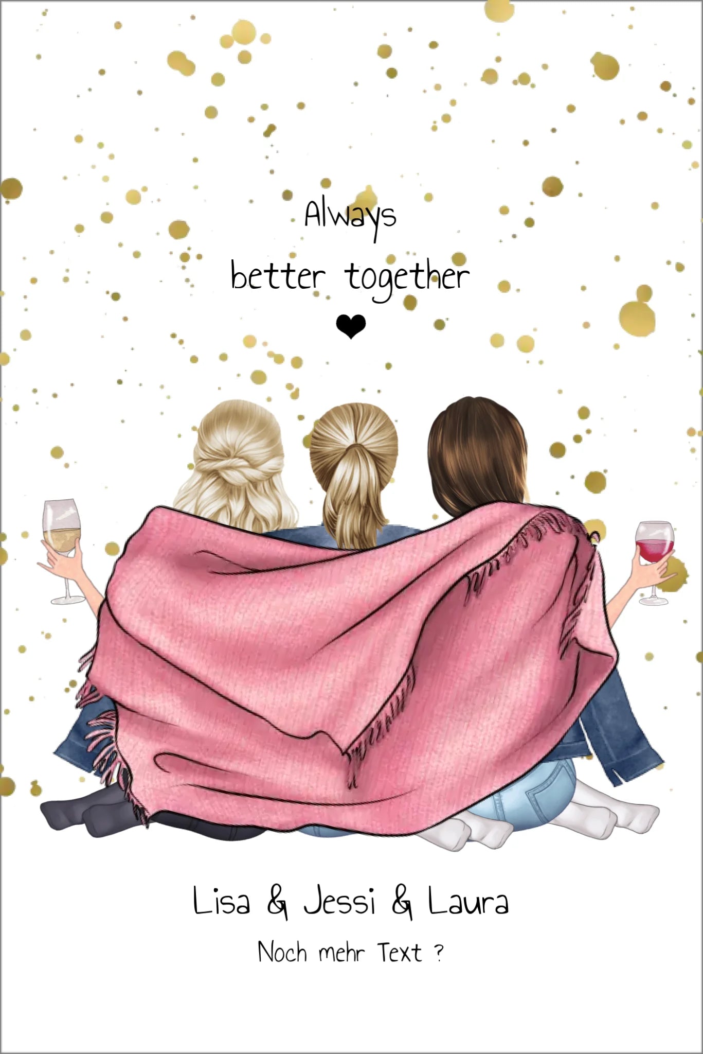 Personalisiertes Poster Geschenk - 3 Beste Freundinnen Geburtstag - Best Friends