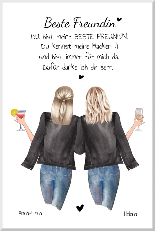 Beste Freundin Poster Geschenk personalisiert | Definition Freundin Bild Leinwanddruck Leinwandbild